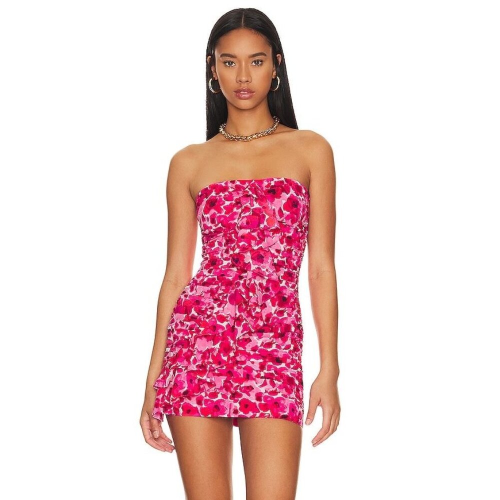 More to Come NWT Natalie Strapless Mini Dress in Pink Floral size XS